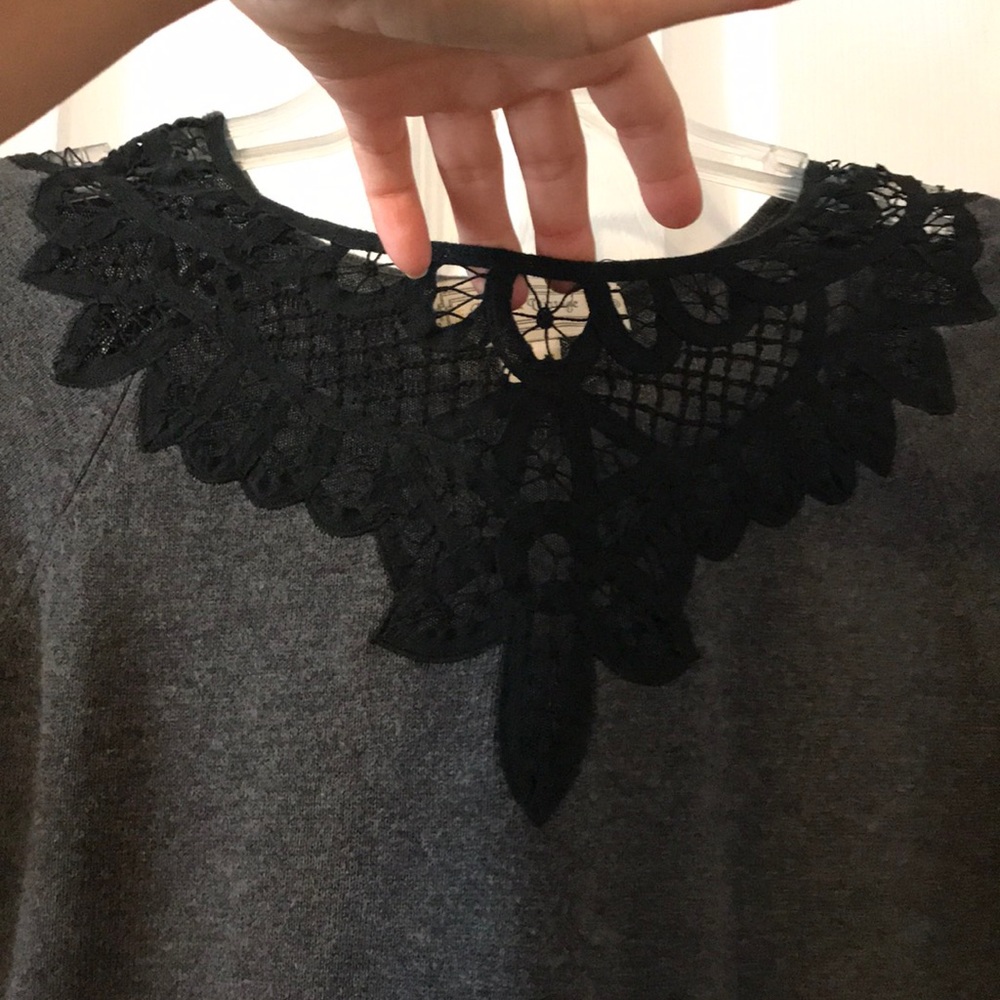 Beyond vintage charcoal lace sweater- SWIPE - Picture 6 of 8
